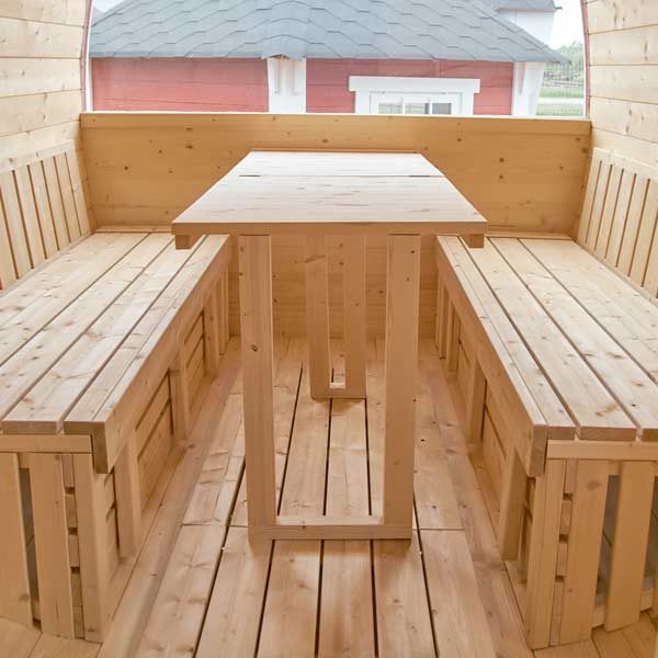 pic 5m Outdoor Sauna for 6 persons with seats or bed_inside_table