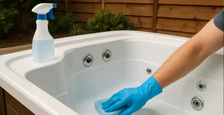 image comment nettoyer un bain nordique avec un revetement en fibre de verre