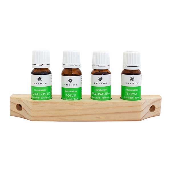 pic Sauna fragrances 4 ×10 ml wooden wallrack