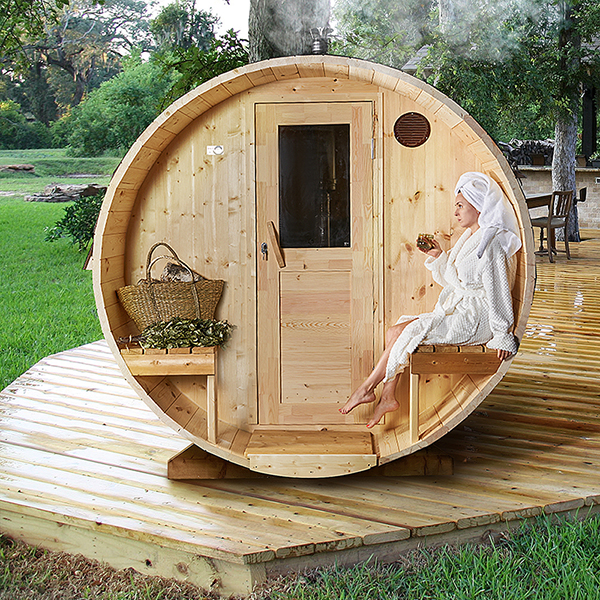 pic 4 2.4m for 4 persons outdoor sauna with outside seats