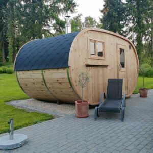 pic 2 oval outdoor sauna for 4 persons