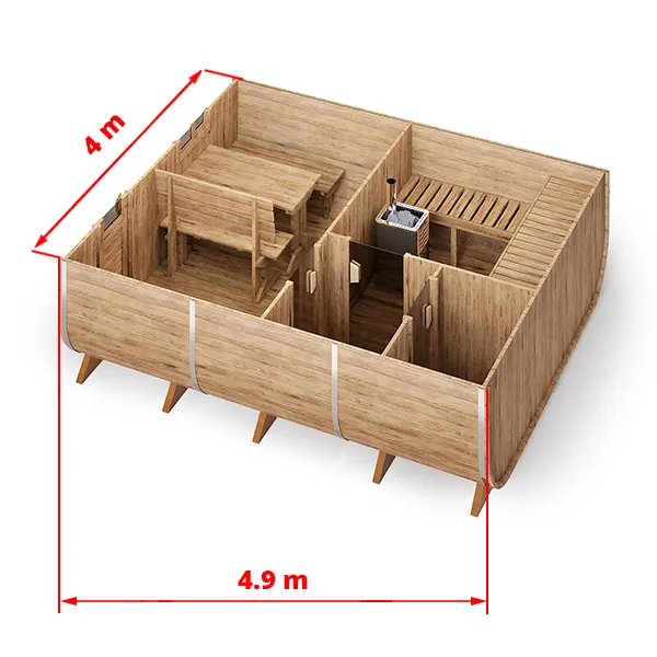 image 1 grande sauna tonneau ovale pour 6 personnes