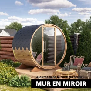 image 1,6m sauna tonneau pour 3 personnes s16e miroir