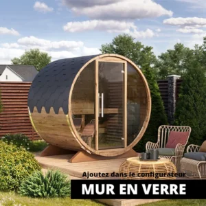 image 1,6m sauna tonneau pour 3 personnes s16e verre