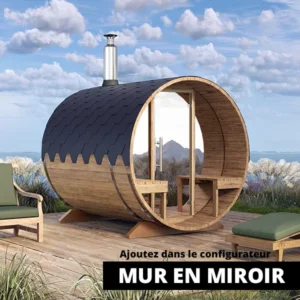 image 2.4m sauna tonneau pour 4 pers. avec des sieges a lexterieur s2v miroir