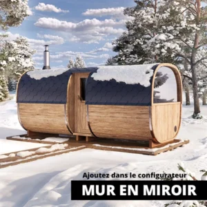 image 5m sauna tonneau pour 6 pers. avec des sieges ou un lit s5p verre miroir