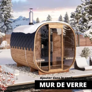 image 3m Sauna tonneau cube avec vestiaire pour 4 pers. verre