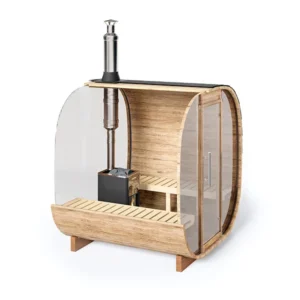 2-2.3m Sauna Tonneau Cube Panoramique pour 4 personnes