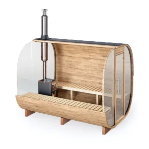 3m Sauna Tonneau Cube Panoramique pour 6 personnes